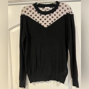 Lularoe Lizzy Black & White Lightweight Sweater w/ Hearts - Sz Small Valentines